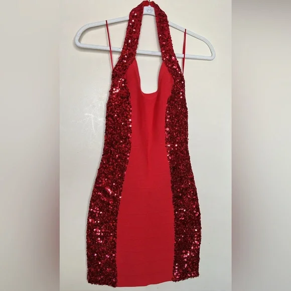 Guess | Dresses | Red Fitted Sequin Party Dress | Poshmark